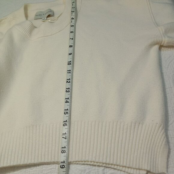 Sage + Stone Womens Cream Cropped Pullover Sweater S Ribbed Cuffs Lightweight - Picture 9 of 10